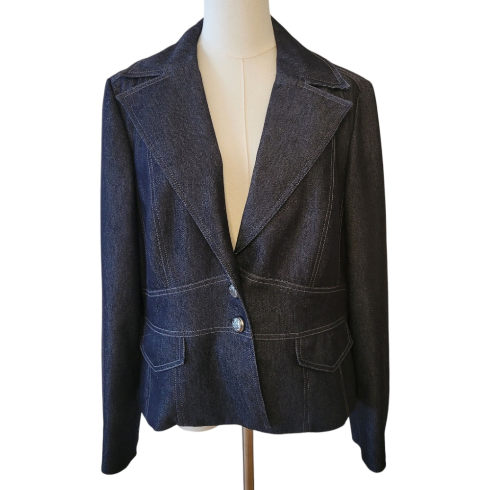 Bandolino Dark Blue Denim Blazer Jacket